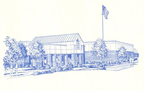 Image of a hand drawing of Chase Middle School 